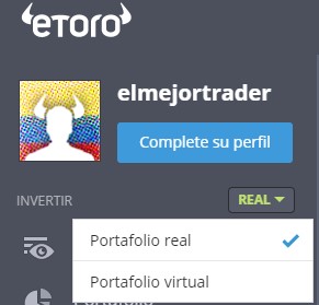 boton de cuenta real y virtual en etoro