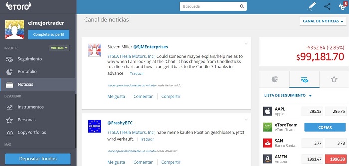 canal de noticias en etoro