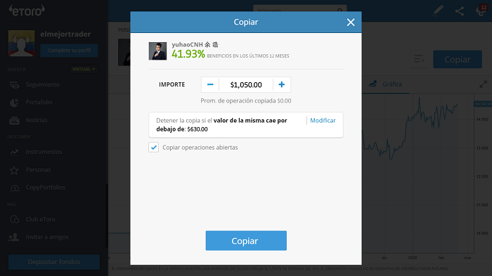copiando a un popular investors en etoro