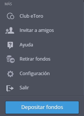 seccion exclusiva del menu de etoro
