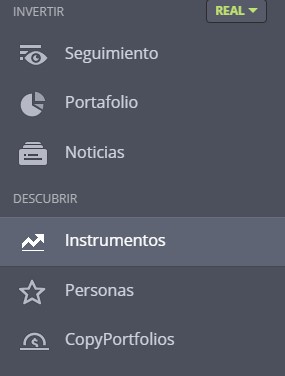 seccion instrumentos de etoro webtrader