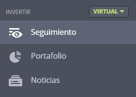 seccion inverrtir del menu en etoro