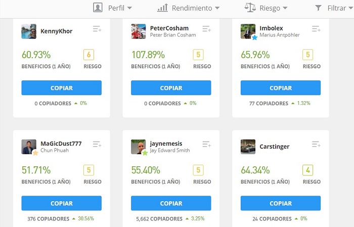 altos rendimeintos de los top traders de etoro en un año