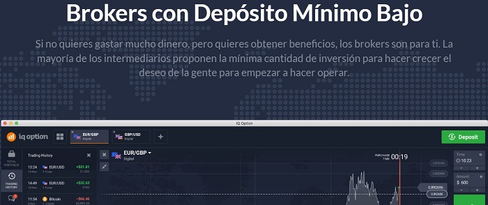 iq option es un broker con deposito bajo para invertir con pequeñas cantidades