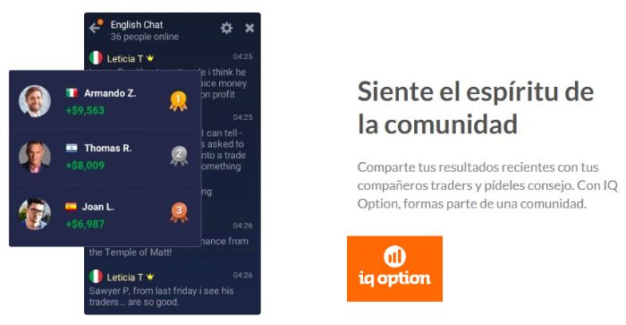 iq option tiene una comunidad de traders