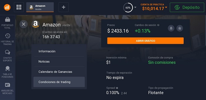 amazon sin comisiones en iq option