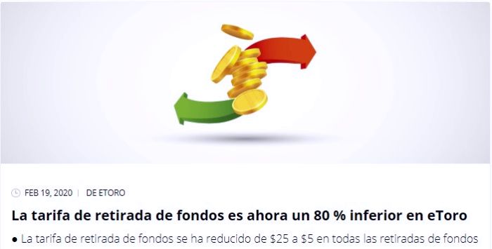 en etoro las retiradas de dinero se han reducido