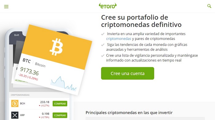 portafolio de criptomonedas en etoro