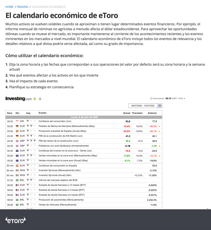 Calendario económico qué es y cómo utilizarlo en el trading