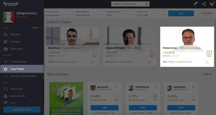 el copy trading de etoro