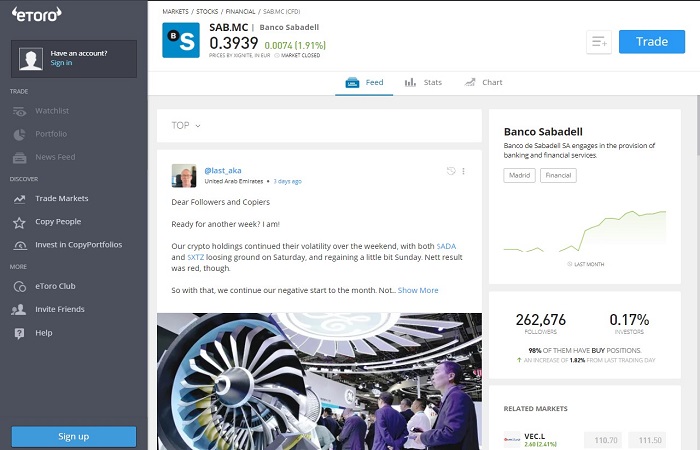 acciones banco Sabadell en eToro