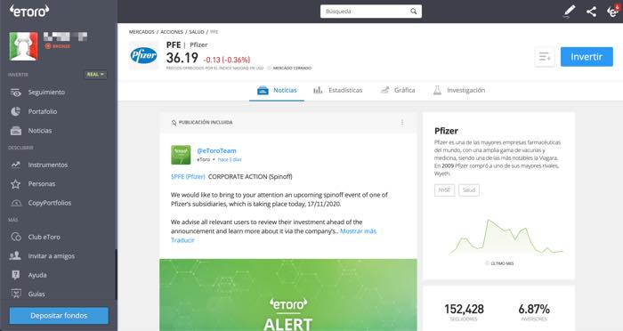 comprar acciones pfizer etoro