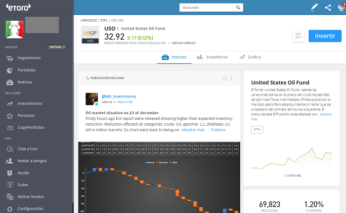 USO ETF en eToro