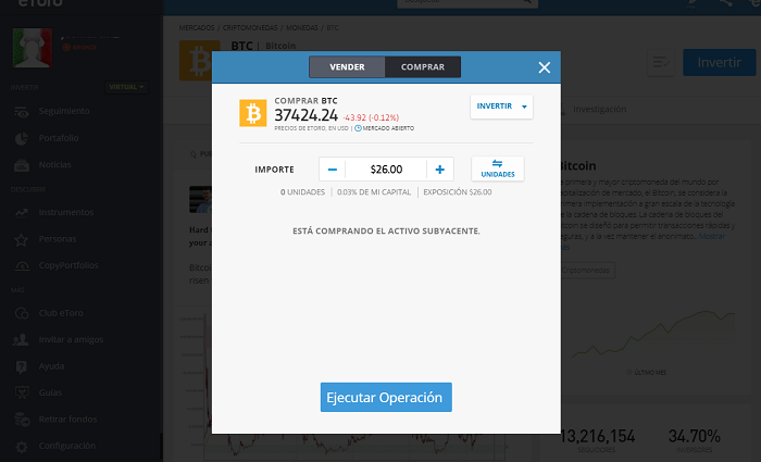 Inversión baja Bitcoin