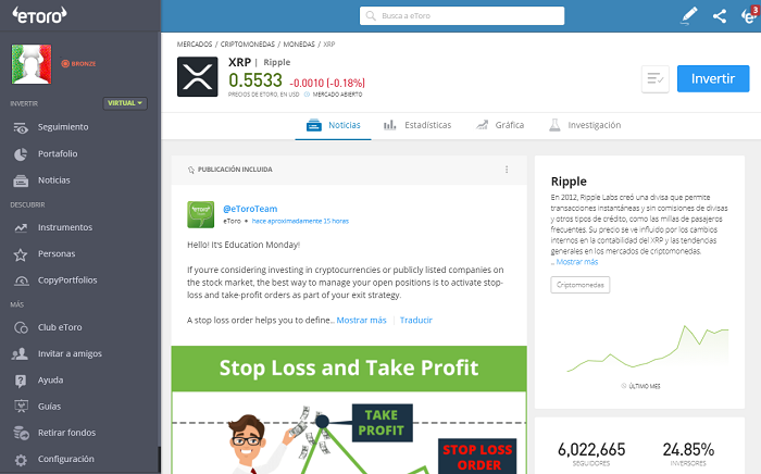 Comprar XRP Ripple eToro