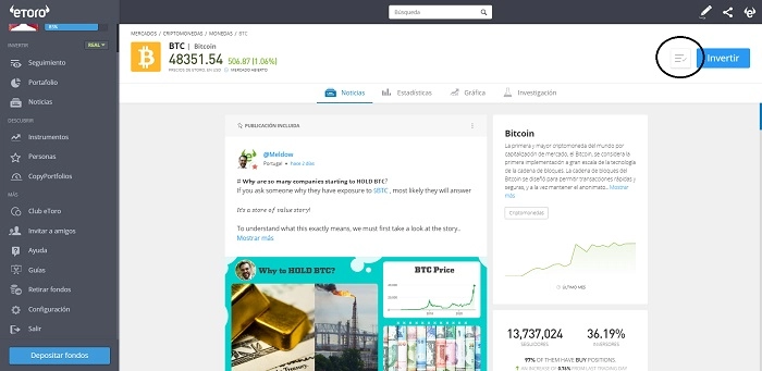 Añadir a lista Seguimiento eToro