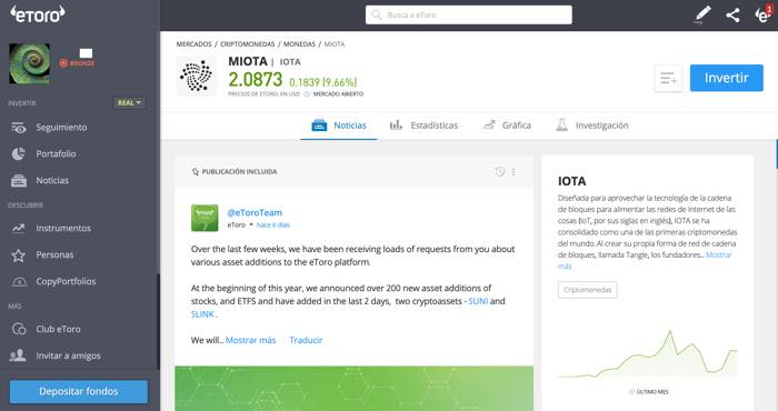 compra iota con etoro