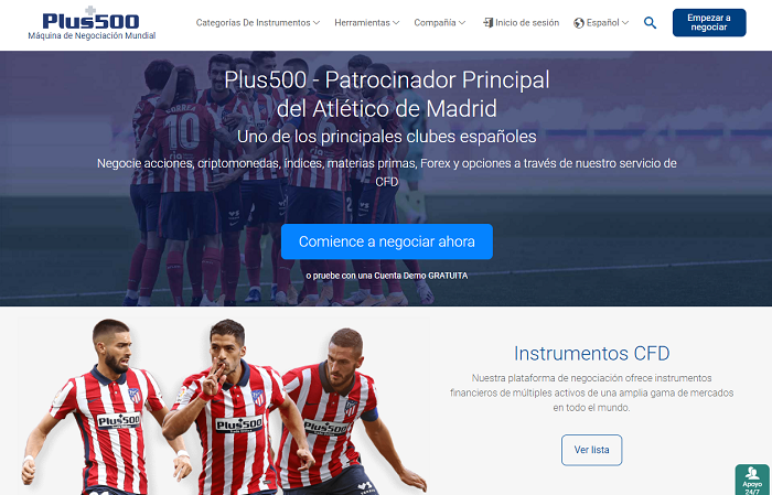 Plus500 patrocina Atlético de Madrid