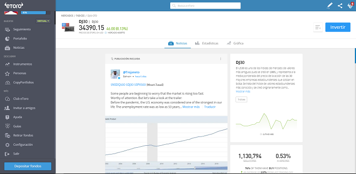 dow jones etoro