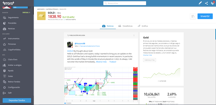 ejecutar operacion oro etoro CFD