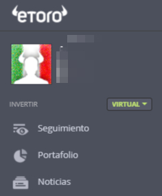 Menu principal etoro