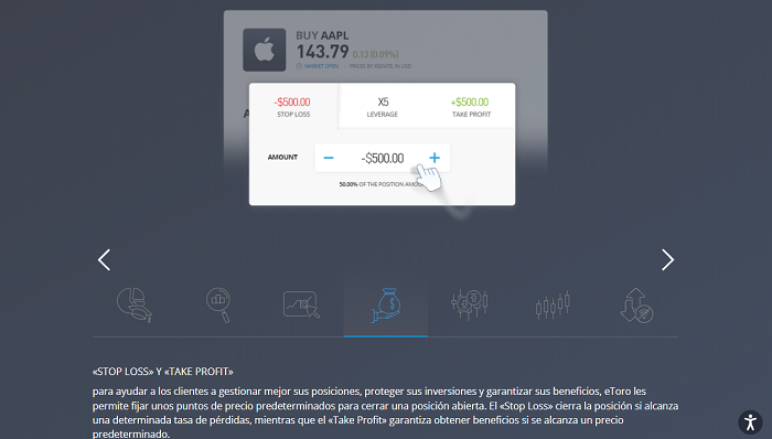 Stop loss y Take profit eToro