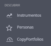 sección descubrir de eToro