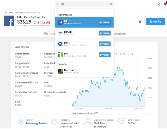 acciones Facebook eToro