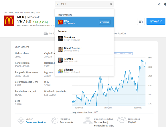 acciones MCD en eToro