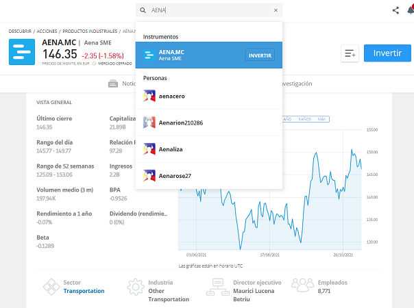 acciones de Aena en eToro