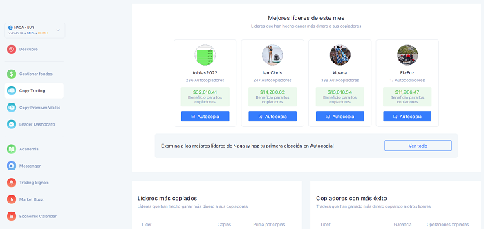 Copy Trading de NAGA Trader