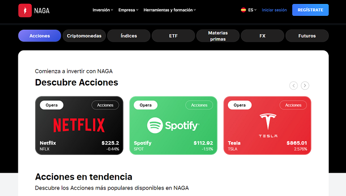 Mercados financieros de NAGA Trader